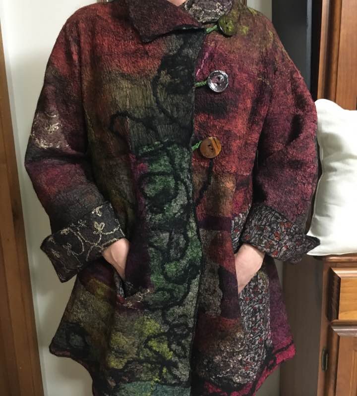 Stephanine Gatson, South Australia. Nuno felted Swing Jacket with Paj and Silk Mesh fabrics